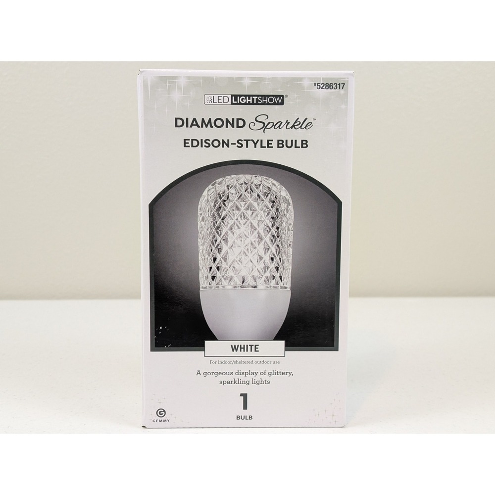 Gemmy LED Lightshow Diamond Sparkle Edison-Style Light‎ Bulb - White - Brand NEW